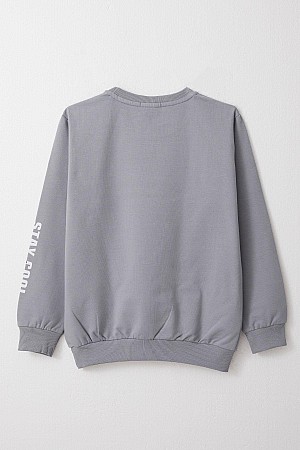 Erkek Çocuk Sweatshirt Motivasyon Temalı Gri (8-12 Yaş)