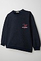 Erkek Çocuk Sweatshirt Yazı Nakışlı Lacivert Melanj (9-14 Yaş)