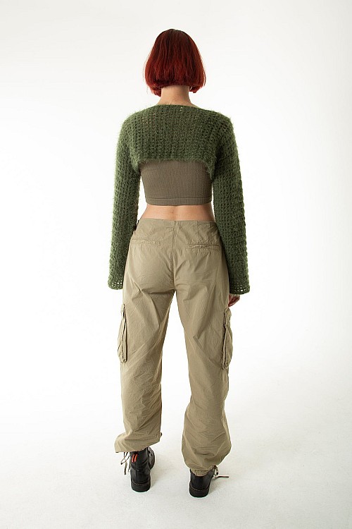 Haki El Örgüsü Crop Top