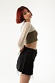 Krem File El Örgüsü Crop Top