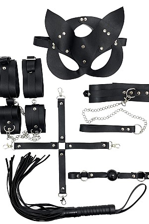 Siyah 7 Li Deri Harness Sexi Kadın Set 800220